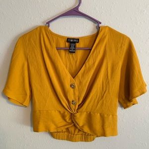 Yellow Crop Shirt w Buttons